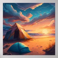 Camp at Sunrise Poster