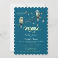 Rustic Woodland Love Birds Celebration Invitation