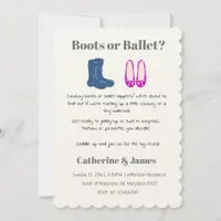 Boy or Girl Cowboy Boots Balet Gender Reveal Invitation