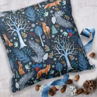 Winter Woodland Blue/Gold ID785 Throw Pillow