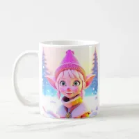 Cute Pink Elf Whimsical Christmas Coffee Mug