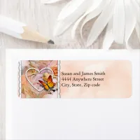 Heart Orange Roses Butterflies Couple Every Day Label