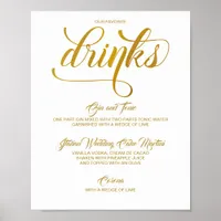 Signature Drinks Wedding Sign - Gold Foil (Faux)