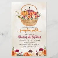 Budget Orange Pumpkin Patch Birthday Invitation