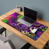 Pour Painting Style Fluid Art Purple, Green, Black Desk Mat