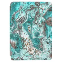 Teal and Black Marble Fluid Art iPad Air Cover