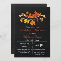 chalkboard maple leaves fall bridal shower invitation