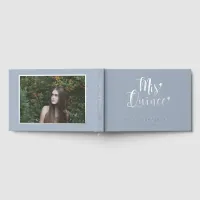 Elegant Modern Dusty Blue Photo Quinceañera Foil Guest Book