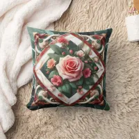 Elegant Floral Design With Painted Roses Display Throw Pillow