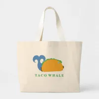 Funny Taco Whale Cartoon Character Large Tote Bag