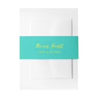 Turquoise and Lemon 'Be Our Guests' Wedding Invitation Belly Band