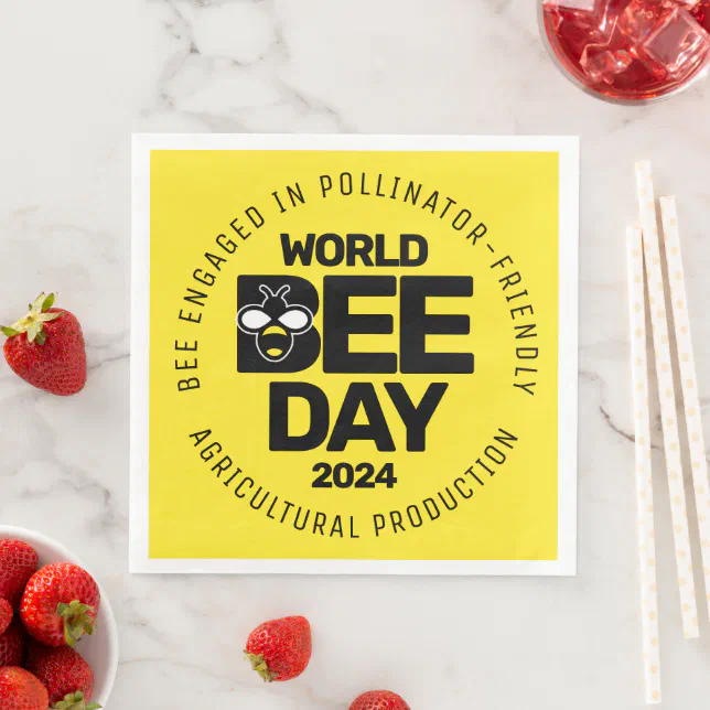 World Bee Day Yellow Black Pollinator Paper Dinner Napkins