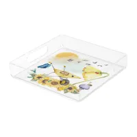 Cute Watercolor Cottagecore Yellow on White | Acrylic Tray