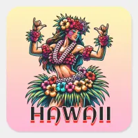 Hawaii | Hawaiian Hula Dancer   Square Sticker