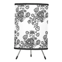 Modern Trendy Black & White Lace Pattern Tripod Lamp