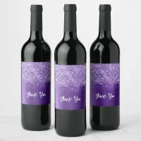 Glittery Amethyst Purple Glam Wine Label