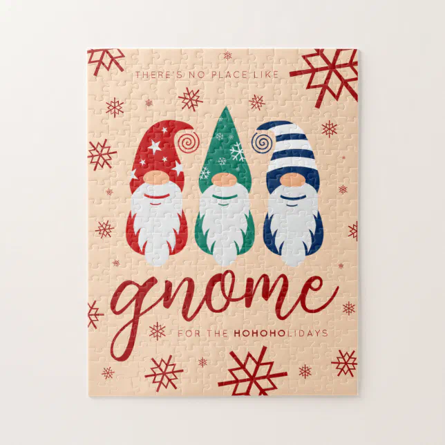 Hygge Christmas Gnome for the Holidays Snowflakes Jigsaw Puzzle