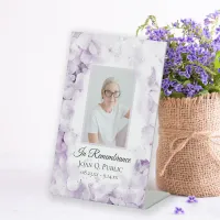 Purple Hydrangeas Watercolor Funeral Memorial Pedestal Sign