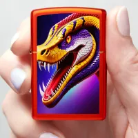 Cobra vibrant red purple white and yellow scales  zippo lighter