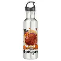 Happy Thanksgiving Typography Water Bottle