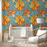 Groovy Flowers with Vintage Vibes Wallpaper