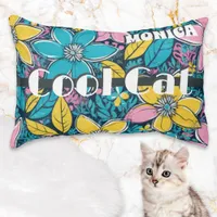 Bright Hippie Retro Flowers Groovy Cool Cat Pet Bed