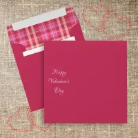 Pink Plaid Valentine's Day Square Envelope