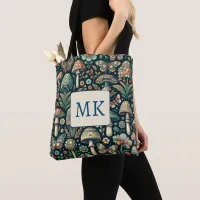 Vintage Colored Butterflies, Mushrooms and Foliage Tote Bag