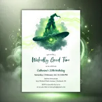 Green Wicked Witch Hat Magical Fantasy Birthday Invitation