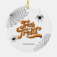 Trick or Treat Typography w/Spiders ID680 Ceramic Ornament