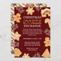 Christmas Cookie Exchange Recipe Swap Brown Party Invitation