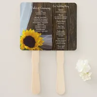 Rustic Yellow Sunflower and Barn Wood Wedding Hand Fan