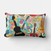 Groovy Colorful Guitars Throw Pillow