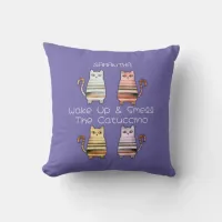cute cats for cat lovers & coffee lovers throw pillow