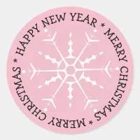 Pink Snowflake Merry Christmas Sticker