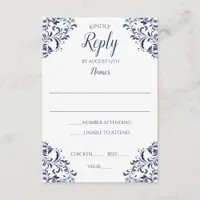 Elegant Vintage Reply Card - Nadine (Navy Blue)