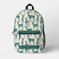 Green Deers Printed Backpack