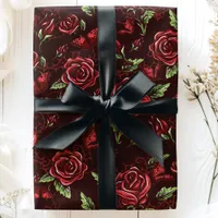 Elegant Red Roses Floral Pattern Wrapping Paper