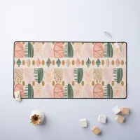 Caribbean Tribal Mudcloth: Boho Dark Green, Pink Desk Mat