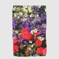 Beautiful Purple, Red, and White Annual Flowers Golf Towel