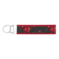 Vintage Burgundy Roses Wrist Keychain