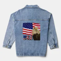 American Bald Eagle, Flag, USA Flag Womens Denim Jacket