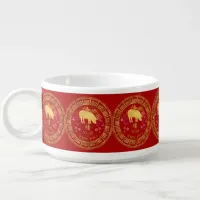 Chinese Zodiac Pig Red/Gold ID542 Bowl