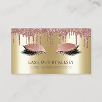 Makeup Artist Lashes Rose Gold Glitter Drips + 14k Business Card