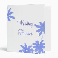 Periwinkle Blue Daisies on White Wedding Binder