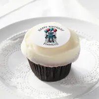 Robot Themed Boy's Happy Birthday Edible Frosting Rounds