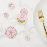 Pink and Green Nostalgic Floral Table Confetti