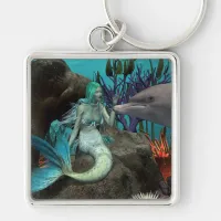 Mermaid and Dolphin Under the Sea Keychain