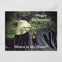 Halloween Wizard Goat Postcard