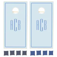 Simple Three Letter Blue Wedding Monogram Cornhole Set